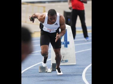 Credit: File Yohan Blake explodes out of the blocks while competing in the mens 400m at the Camperdown Classics held at the National Stadium on Saturday, February 8, 2020. He finished third in his heat with a time of 48.24 seconds.
