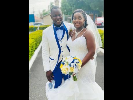 Narmeo Walker and his bride Tashanna on their wedding day, July 5.