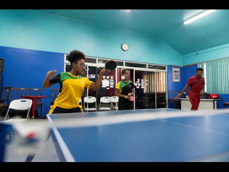 File
Sisters Gianna Lewis (left) and Tsenaye Lewis of the Jamaica National Table Tennis team take part in a training session on Thursday, July 11, 2019 at the Gleaner Company (Media) Limited sports club.