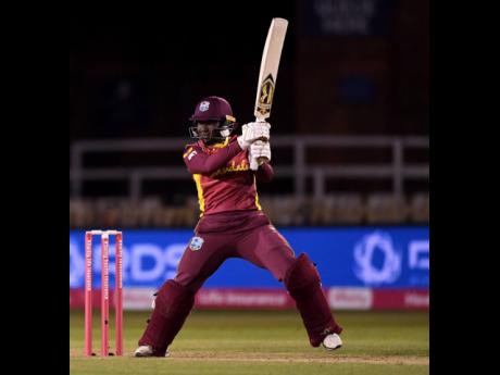 Credit: Contributed Windies Women captain Stafanie Taylor plays a shot during the second Vitality Twenty20 International match against hosts England Women at the Incora County Ground in Derby on September 23, 2020.