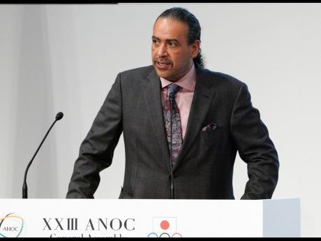  In this Wednesday, November 28, 2018 file photo, Sheikh Ahmad al Fahad al Sabah, president of the Association of National Olympic Committees (ANOC) delivers a speech during the ANOC general assembly in Tokyo. 