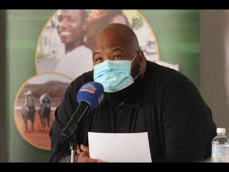 SVREL Chairman, Solomon Sharpe speaking about the new developments and details of this year’s Triple Crown Series at Caymans Park yesterday.