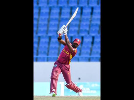 West Indies batsman Darren Bravo plays a shot in his knock of 102 yesterday.
