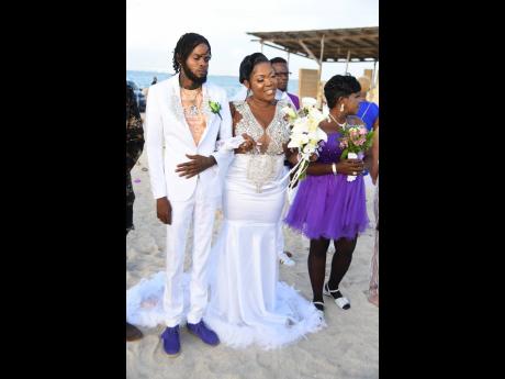 Credit: Ricardo Makyn ‘For this reason a man shall leave his father and his mother, and be joined to his wife.’ Dewy, 31, has taken the huge step to be joined in holy matrimony with Queenie, 51.