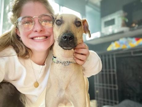 Rachael Kornblum and her new dog Joseph.