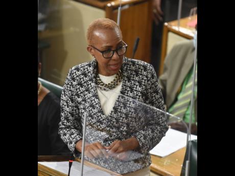 Credit: Kenyon Hemans Minister of Education, Youth and Information Fayval Williams speaking in Parliament on Tuesday.