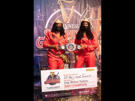Female selectors DJ Naz Gurlpower (left) and DJ Nelly Swagg make history with their coordinated fashion sense and as the first all-female sound system to win the Guinness Sounds of Greatness competition. 