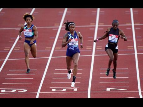 Jamaica’s Elaine Thompson Herah wins the women’s 200 metres in 22.43 seconds during the Diamond League event at Gateshead, England yesterday.