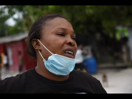 Keron Marshall, mother of Kevon Morgan, who was shot and killed by members of the security forces in Homestead, Spanish Town, yesterday