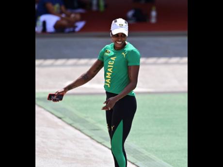Elaine Thompson-Herah  at a training session yesterday.