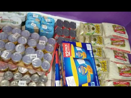 Some of the items distributed during Razor B’s grocery giveaway.