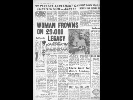 Ina Heath’s refusal of the fortune, as reported in THE STAR on January 30, 1962.