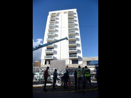 Work in progress at ROK Hotel Kingston on Ocean Boulevard, downtown Kingston.