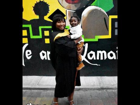 Lehanna celebrates her graduation with son Kieano Hibbert.