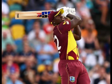 West Indies batsman Rovman Powell in action against England during their third Twenty20 International match at the Kensington Oval in Bridgetown, Barbados, yesterday.