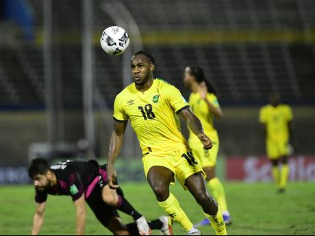 Jamaica’s Michail Antonio during their FIFA World Cup qualifier against Mexico at the National Stadium in Kingston on Thursday night.