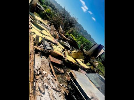 The remnants of Thorpe’s home which was destroyed by fire last Friday.