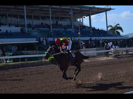Nefertari wins the sixth race at Caymanas Park, with Linton Steadman aboard, on Saturday, March 12.