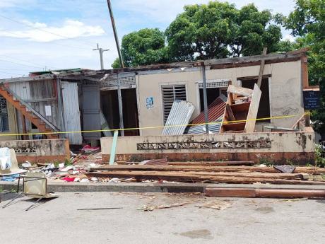 Sections of the old building that is currently being demolished by the St Thomas Municipal Corporation.