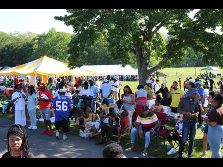 A section of the large crowd that turned up for the annual Trelawny Day Picnic  at the Rockland County State Park in Nyack, New York. 