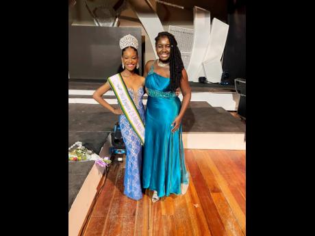 Miss Kingston and St Andrew Festival Queen 2022 Velonique Brown (left) with her predecessor Tamoy Campbell.
