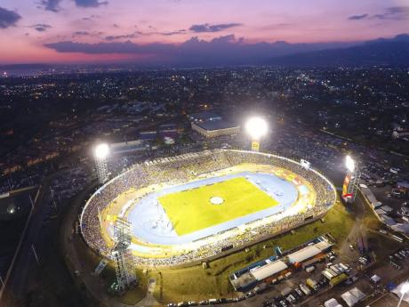 An aerial view of the National Stadium in Kingston.
