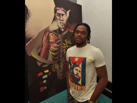 Augmented reality artist Bonito Thompson shows off one of his pieces.