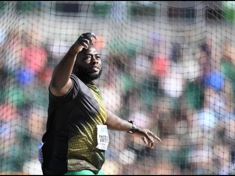 
Chad Wright competing in the men’s discus qualifiers on Day 3 of the World Athletics Championships at the Hayward Field in Eugene, Oregon, on Sunday, July 17, 2022. 
