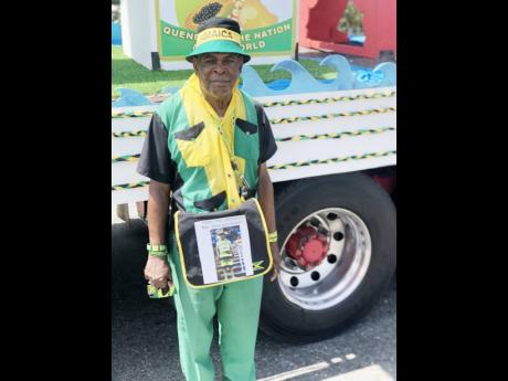 Patrick ‘Mr Jamaica’ Campbell during yesterday’s Emancipation Day Float Parade in the Corporate Area.