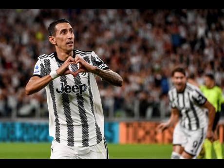 Juventus’ Angel Di Maria celebrates after scoring during the Italian Serie A match between Juventus and Sassuolo at the Juventus Stadium, Turin, Italy yesterday.