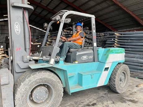 Pennant is also certified to drive the forklift.