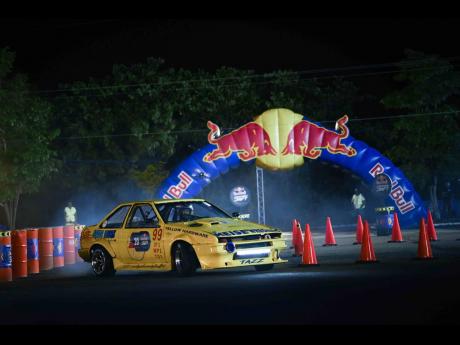 The 1986 Toyota Corolla with a 4A-GE 20 valve engine and a six-speed sequential gearbox that Nicholas Barnes used to win the Red Bull Car Park Drift competition on the weekend at Catherine Hall, Montego Bay, St James.
