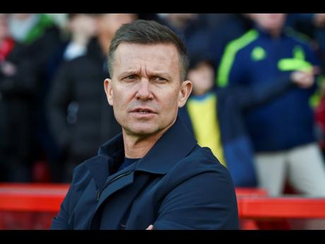 Leeds United head coach Jesse Marsch looks on prior to the English Premier League football match against Nottingham Forest at City Ground stadium in Nottingham on Sunday. It was Marsch last match in charge as Leeds lost 1-0.