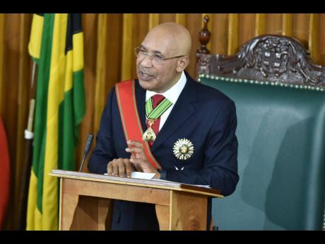 Governor General Sir Patrick Allen delivers the Throne Speech.
