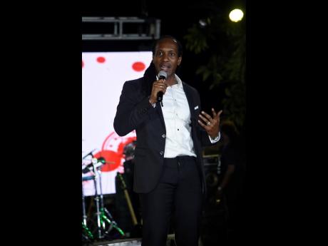 State Minister in the Ministry of Culture, Gender, Entertainment and Sport Alando Terrelonge speaking at Yaksta’s album launch in downtown Kingston on Tuesday.