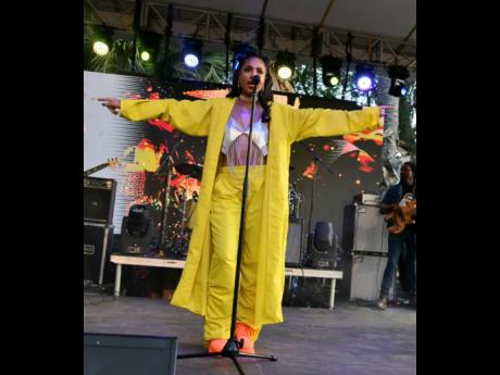 In addition to her songs, Naomi Cowan lit up the Lost In Time Festival at Hope Gardens, St Andrew, on Saturday with her outfit.