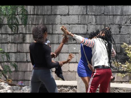 Women brawling during a dispute.
