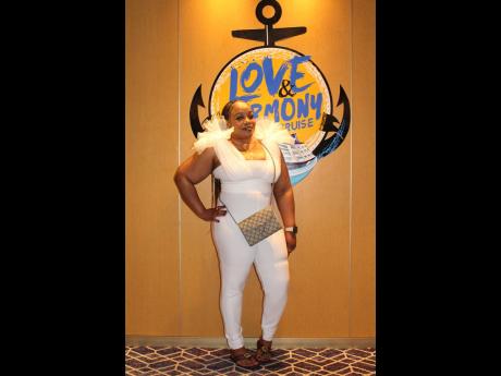 New Yorker and first-time Love and Harmony cruiser Althea Chambers was glowing in her body-hugging jumpsuit.
