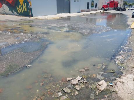Credit: Simone Morgan-Lindo Raw sewage on West Street in downtown Kingston.