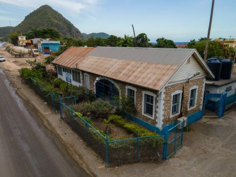 An aerial view of the Bull Bay Police Station. The station is slated to be relocated as it is situated in the path of the new roadway being developed under the Southern Coastal Highway Improvement Project.