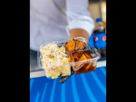 Chef André’s oakwood-smoked Pepsi BBQ pork belly and roasted garlic potato salad.