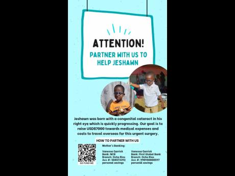 Jeshawn is in need of a cornea transplant.