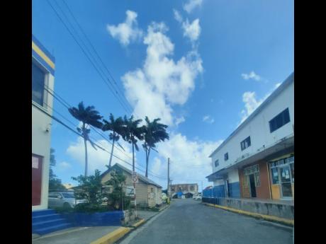 Georges Street in Morant Bay is notably free from congestion, with the yellow no-parking zones clearly marked.