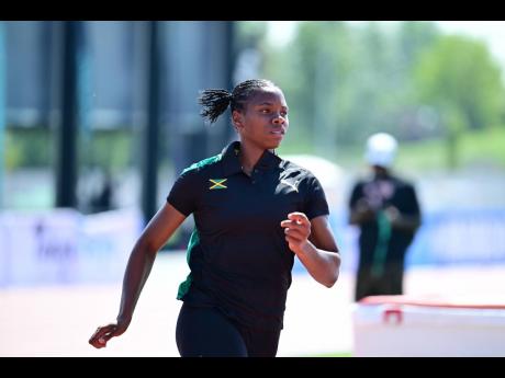 Gladstone Taylor/Multimedia Photo Editor
Kevona Davis at a training session at the warm-up track located next to the National Athletics Centre in Budapest, Hungary, yesterday.