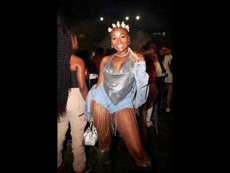 Singer Clara ‘CK’ Kahwa illuminated the space in her bejeweled outfit from Coochiannas.
