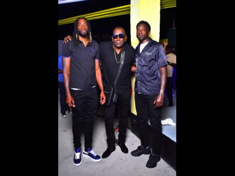 The ‘tall’ family: Birthday boy Tall Boss is flanked by his sons, Big Keem (left), and Shack.