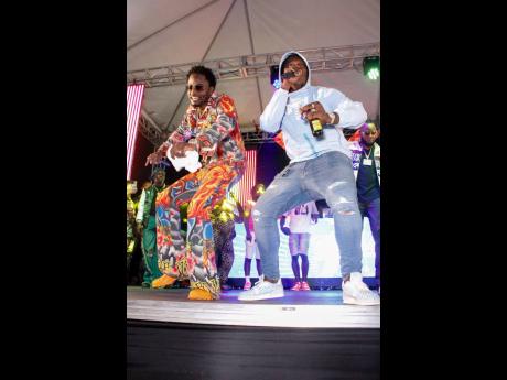 High-flying deejay Valiant (right) shares the stage with Ding Dong.