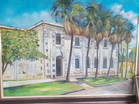Harper shows this painting o the University Chapel when it was still located in Trelawny.Harper shows this painting o the University Chapel when it was still located in Trelawny.