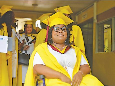 Credit: Kenyon Hemans After much physical and emotional pain, Kamille Fuller is basking in completing her associate degree in business administration from the Trench Town Polytechnic College.