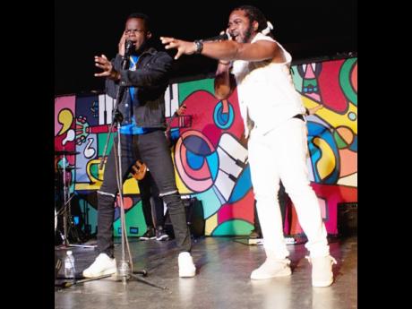 Sajay Deacon (left) performs with his mentor Majah Bless.